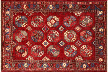 handmade Transitional Kafkaz Chobi Ziegler Red Rust Hand Knotted RECTANGLE 100% WOOL area rug 6 x 8